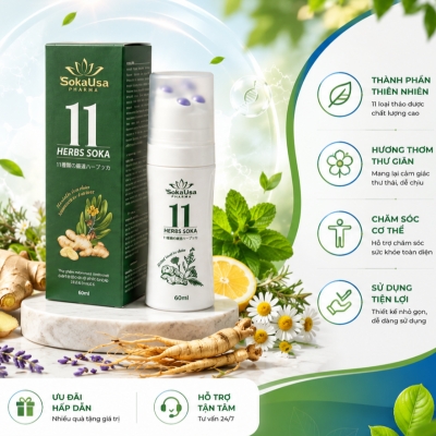 Con lăn tinh dầu Massage 11 Herbs Soka